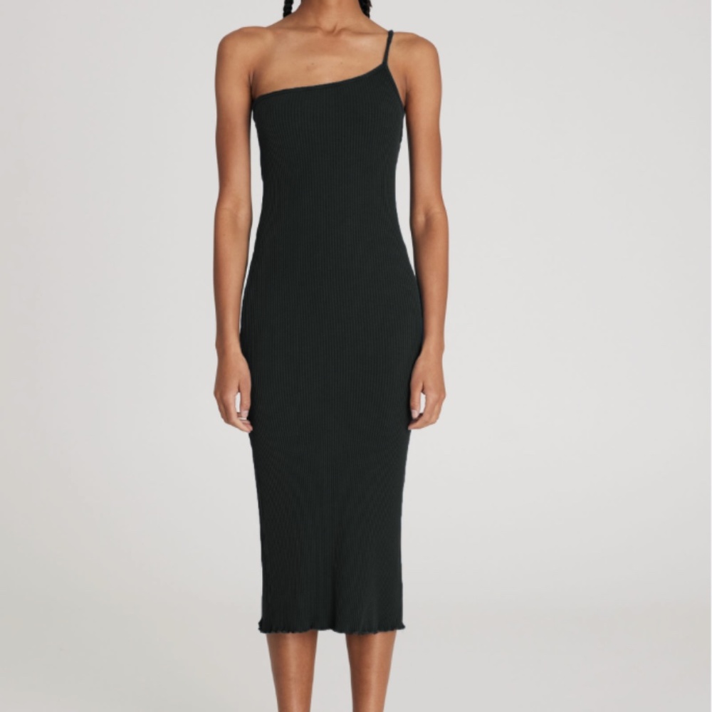 BACK BEAT HEMP RIB ONE SHOULDER DRESS